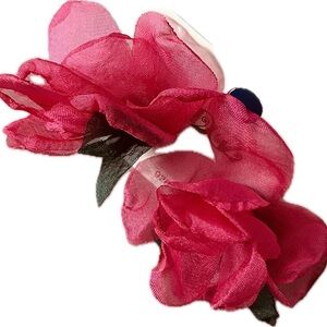 Cute Rose Pink Fabric Flower Studs Fashion Earrings Set